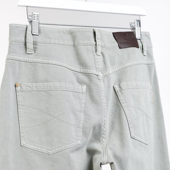 Brunello Cucinelli SS/23 Green Monili-Beaded Mid-Rise Straight Leg Jeans - Picture 9 of 16